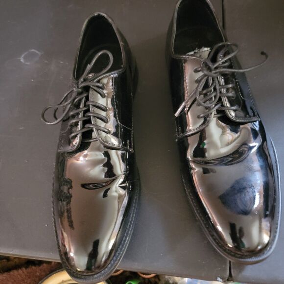 Men s Black Patent Leather Derby Dress Shoes size 8 The Black Tux Premium Formal - Picture 4 of 16